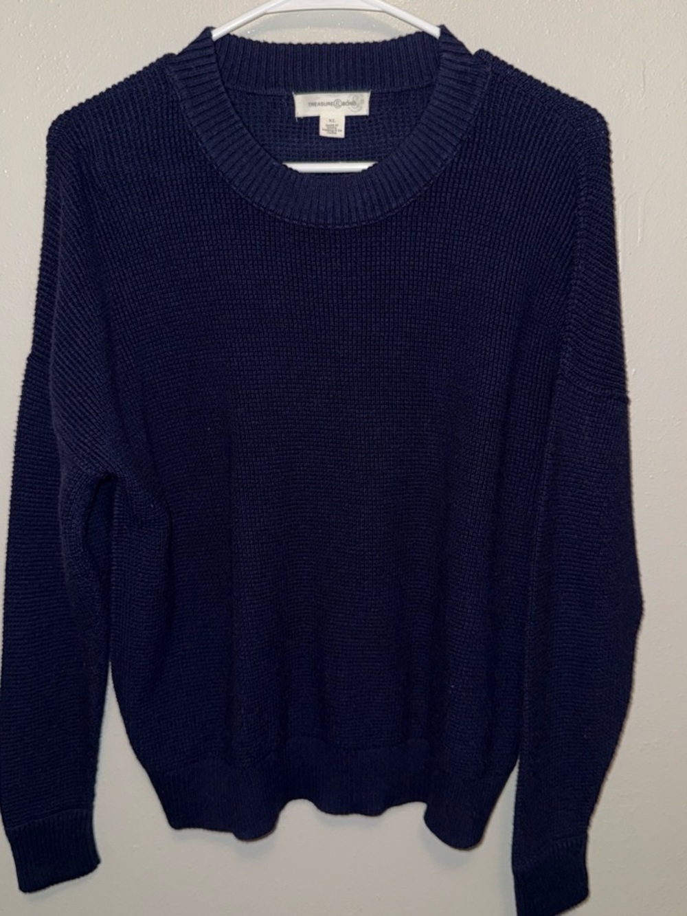 Treasure & Bond Womens Dark Navy Crewneck Knit Sweater